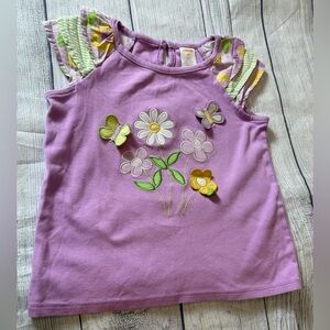 Gymboree Purple Tee with Floral and Butterfly Accents/size 5T